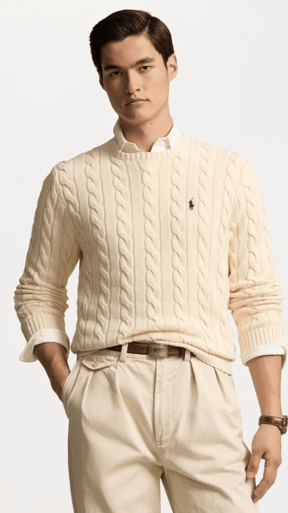 cream old money style sweater