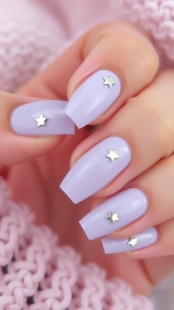 Lavender nails with star accents