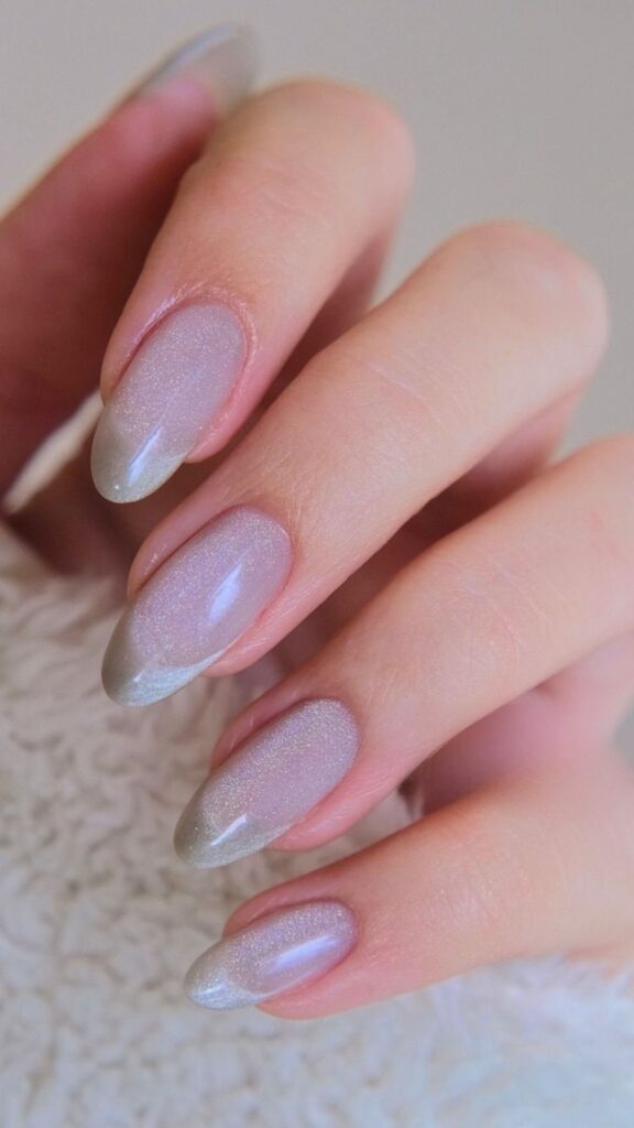 French Tip Cat Eye Nails